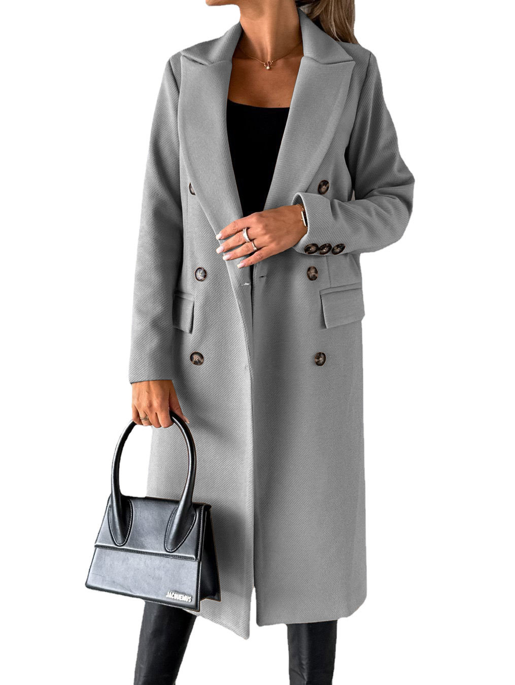 Fall&Winter Womens Clothing Top Quality Lapel Double-Breasted Slash Slim Wool Overcoat Plus Size Tops For Women 2022