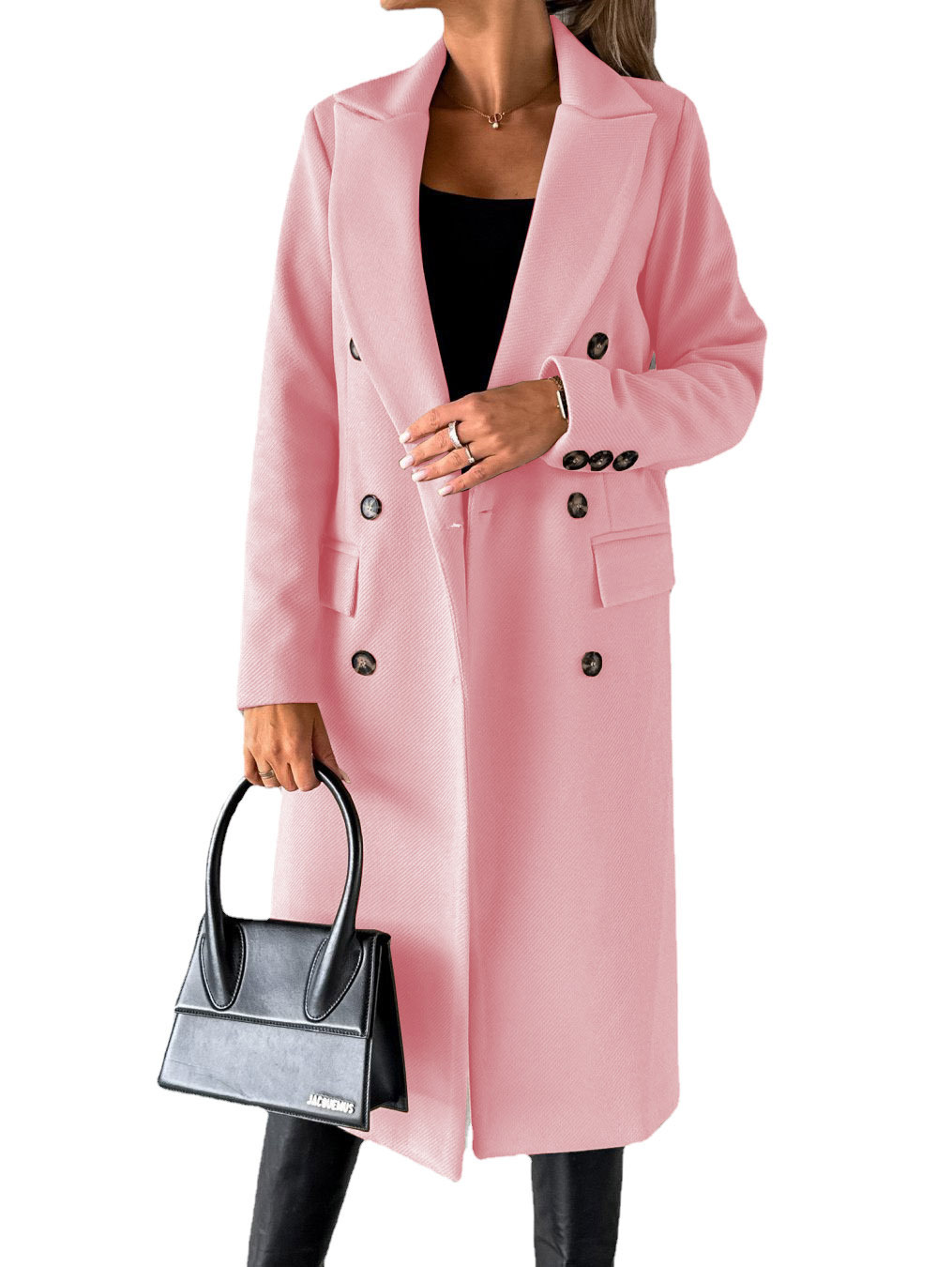 Fall&Winter Womens Clothing Top Quality Lapel Double-Breasted Slash Slim Wool Overcoat Plus Size Tops For Women 2022
