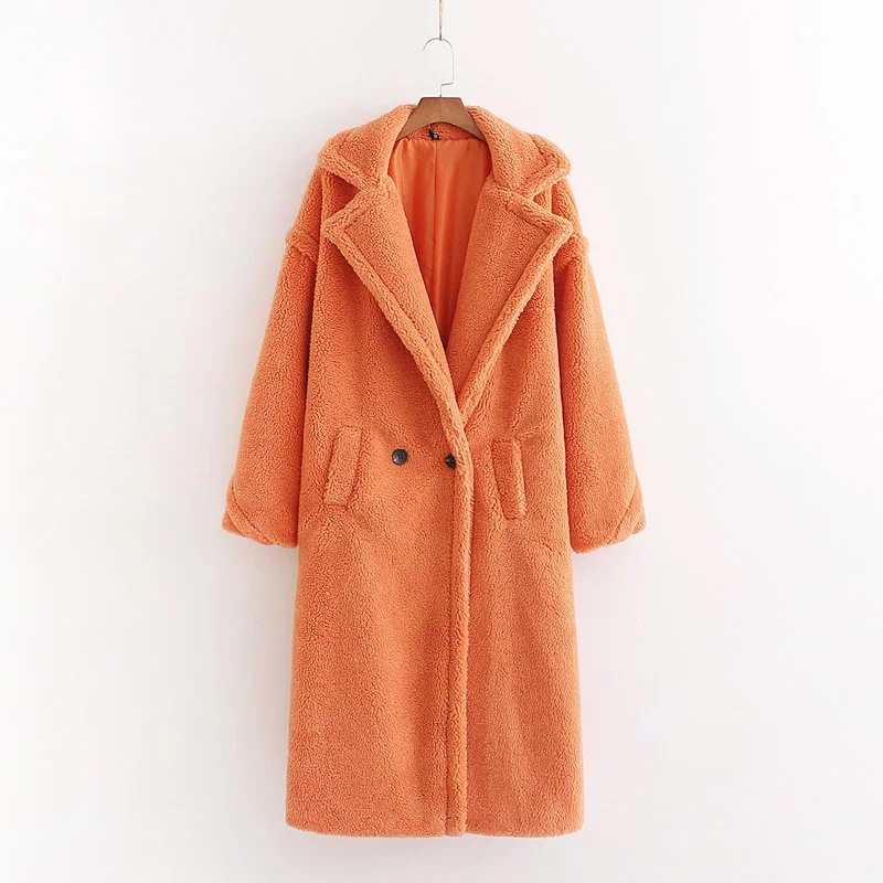 12 Colors High Quality Warm Winter Women Faux Sheep Fur Wool Long Teddy Bear Coat