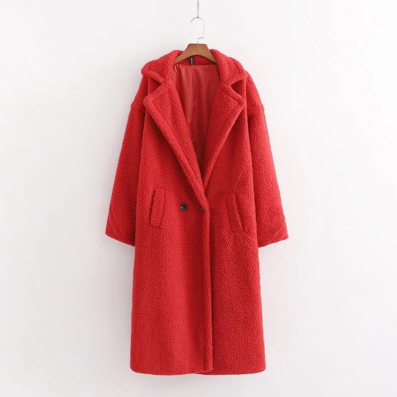 12 Colors High Quality Warm Winter Women Faux Sheep Fur Wool Long Teddy Bear Coat