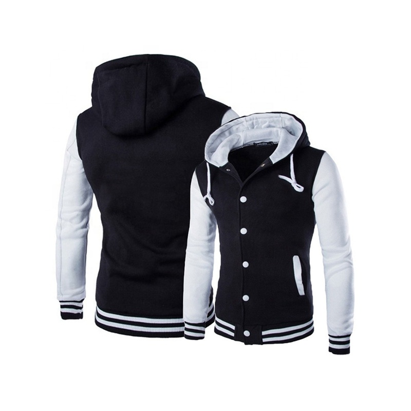 High Quality 80% Polyester Korean Style Cardigan Slim Fit Baseball Varsity White Shirts Jacket For Men Shirt Casual