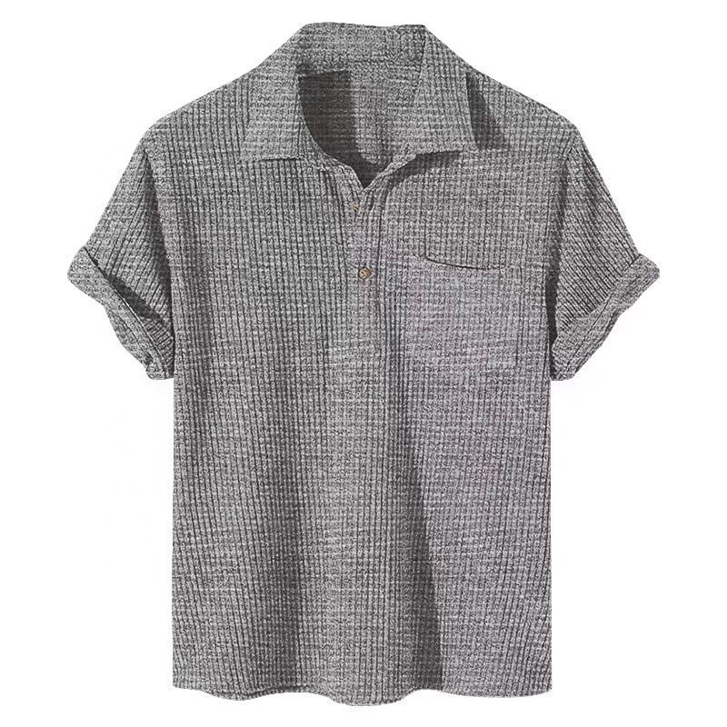 99.99% Polyester New Plain Polo T-Shirts Knit Corduroy Collar Short Sleeve Men's Casual Tee Shirt