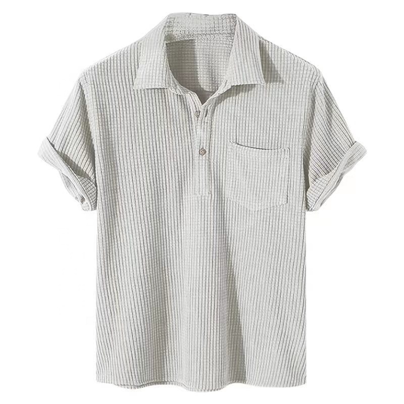 99.99% Polyester New Plain Polo T-Shirts Knit Corduroy Collar Short Sleeve Men's Casual Tee Shirt