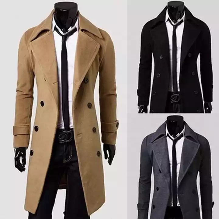  Latest Design High Quality Men's Long Woolen Trench Overcoat Winter Coat Wool Men Coat With Button