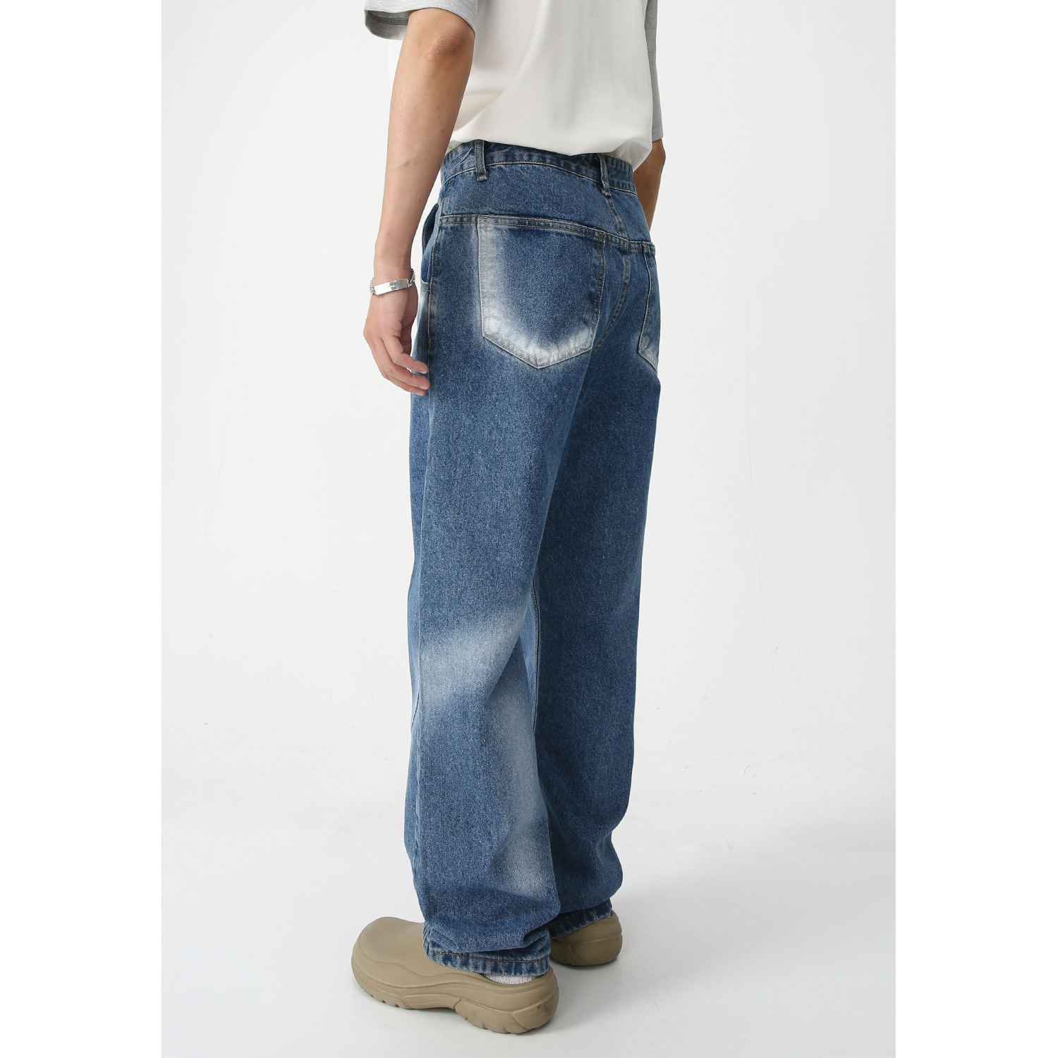 2023 Autumn high fashion youth adult jeans Tie Dyed Wide Leg Straight trousers Vintage men's Denim Pants