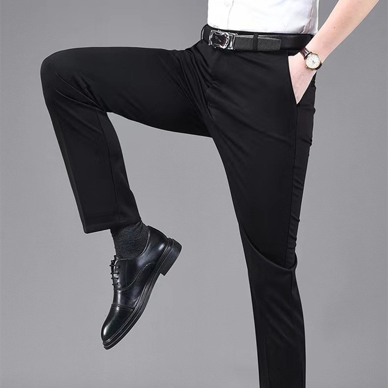 High Quality Men Pants Slim Fit Comfortable Breathable Cotton Casual Thin Business Wedding Suit Trousers