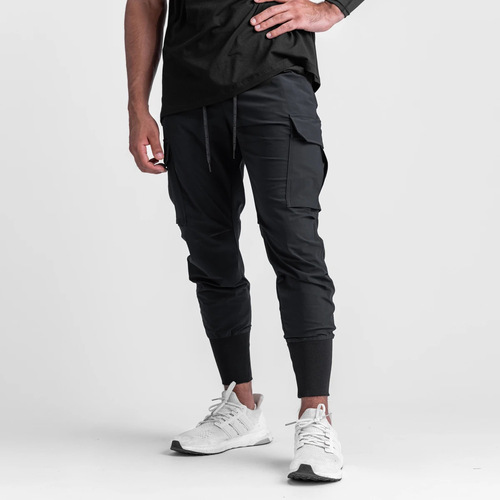 Fashion New Arrival Skinny Drawstring work Cargo Pants Multi Pockets Casual Sweat Trousers black cargo pants for men
