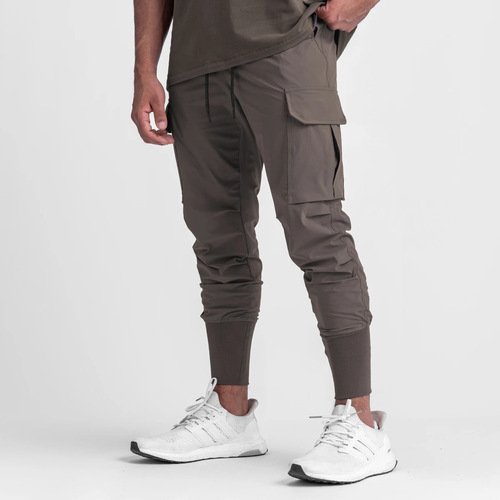 Fashion New Arrival Skinny Drawstring work Cargo Pants Multi Pockets Casual Sweat Trousers black cargo pants for men