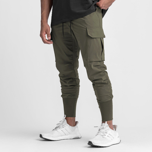 Fashion New Arrival Skinny Drawstring work Cargo Pants Multi Pockets Casual Sweat Trousers black cargo pants for men