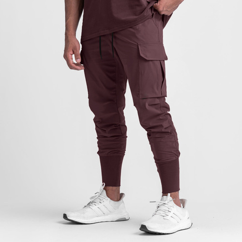Fashion New Arrival Skinny Drawstring work Cargo Pants Multi Pockets Casual Sweat Trousers black cargo pants for men