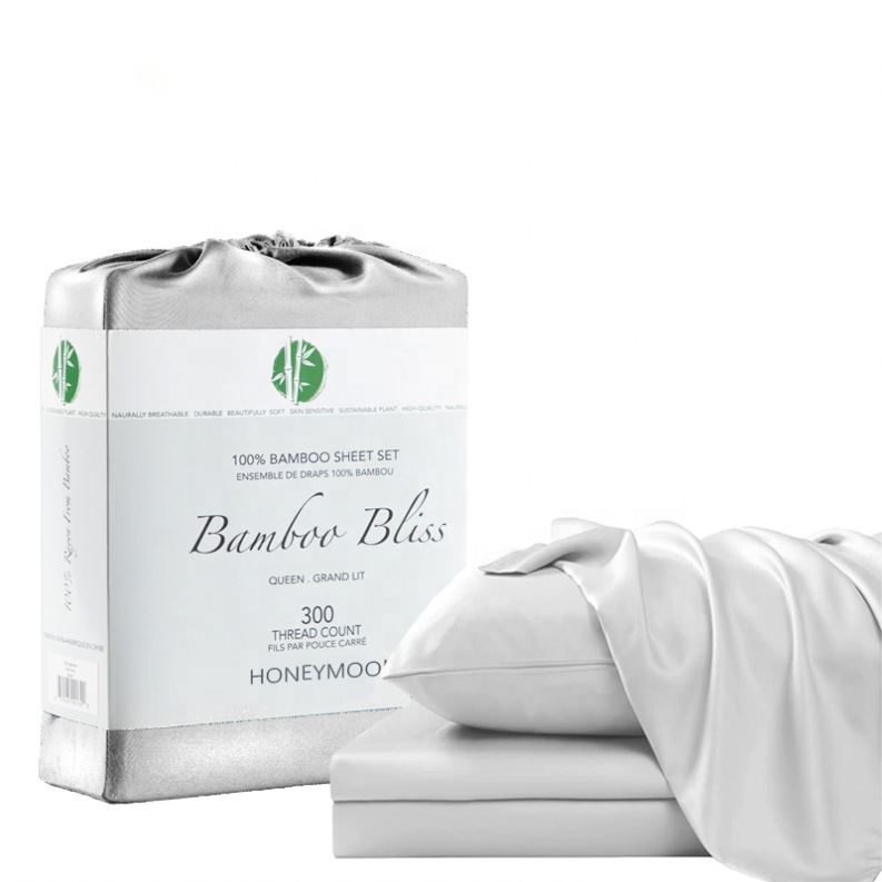 Super Soft bamboo linen bedding 300 Thread count 100% organic Bamboo textile bedsheet set king size