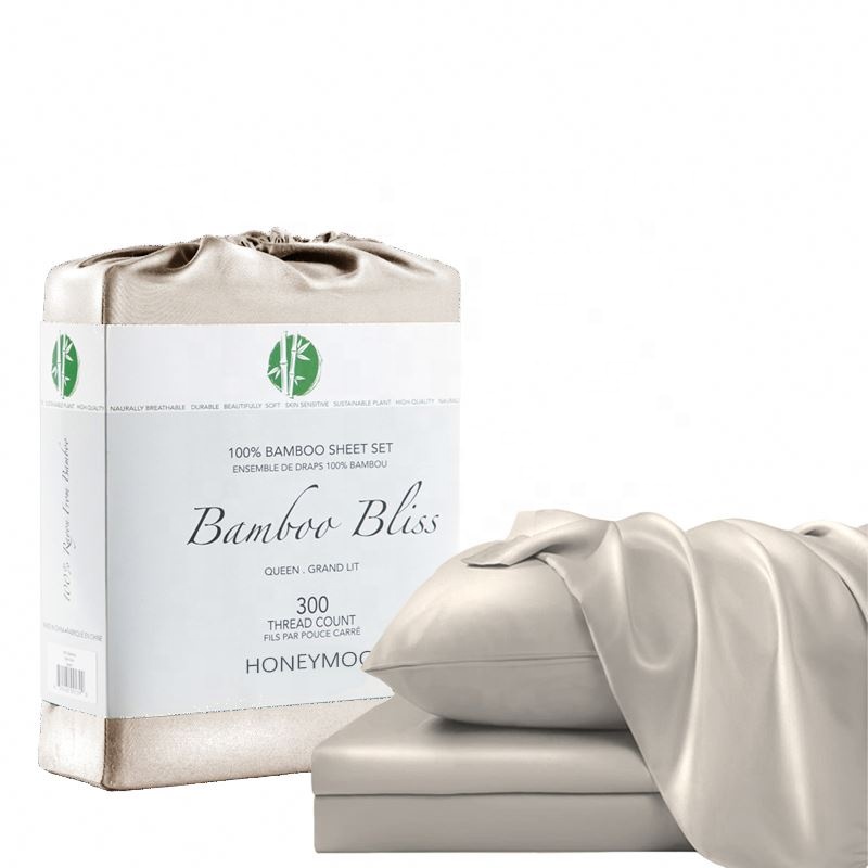 Super Soft bamboo linen bedding 300 Thread count 100% organic Bamboo textile bedsheet set king size