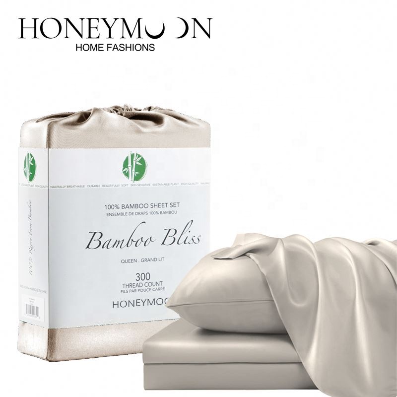 Super Soft bamboo linen bedding 300 Thread count 100% organic Bamboo textile bedsheet set king size