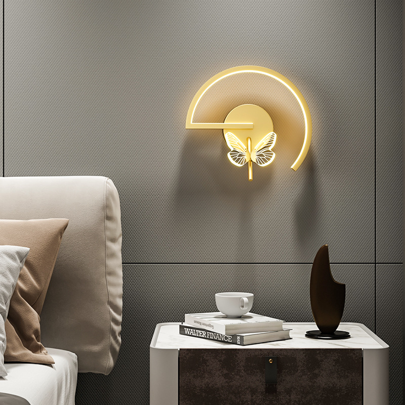 Butterfly Wall Lamp Luxury Bedroom Bedside Modern Minimalist Living Room Background Nordic Creative Aisle Corridor TV In