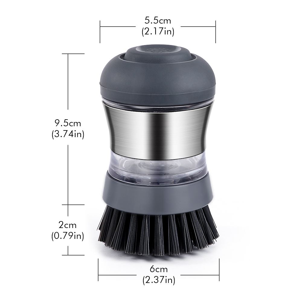 Masthome Hot Selling Stainless Steel pack Round Head Kitchen cleaning Soap Dispensing dish brush