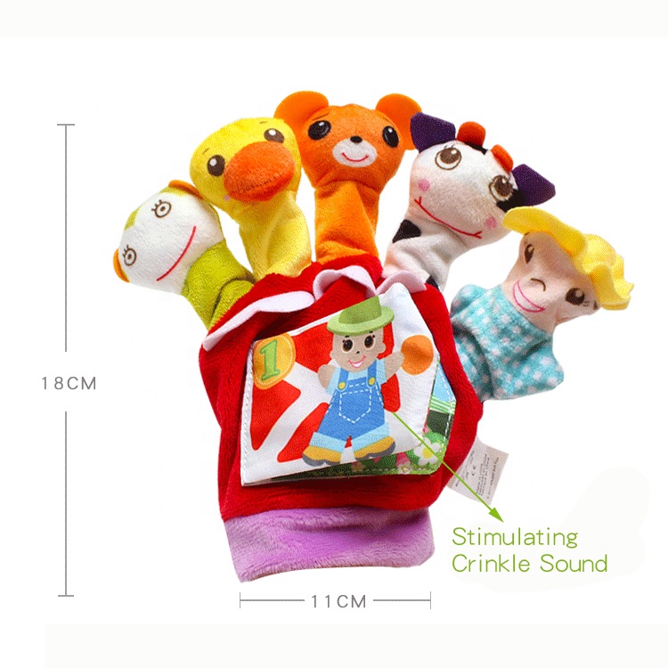 D120 DOLERY Jungle and Farm Animal Hand Finger Puppets toys with Crinkle Sound