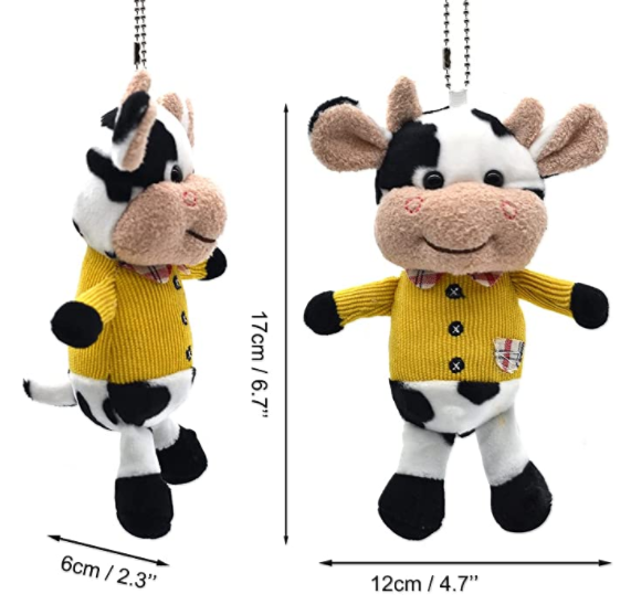 Plush Cow Keychains for Women Plush Bag Charm Stuffed Animal Car Key Chain Key Ring Pendant for Purse Handbag Bag Decora