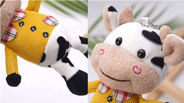 Plush Cow Keychains for Women Plush Bag Charm Stuffed Animal Car Key Chain Key Ring Pendant for Purse Handbag Bag Decora