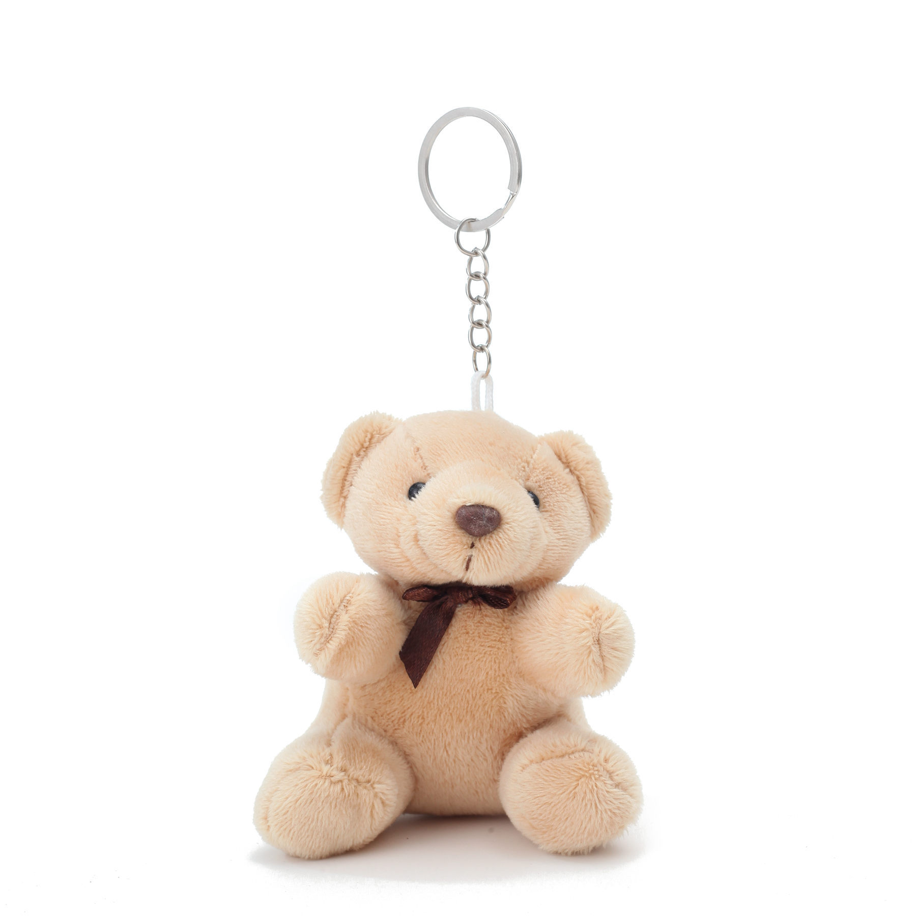 free shipping lovely plush bear keychain stuffed mini plush plushie bear keyring with colors brown pink white and grey