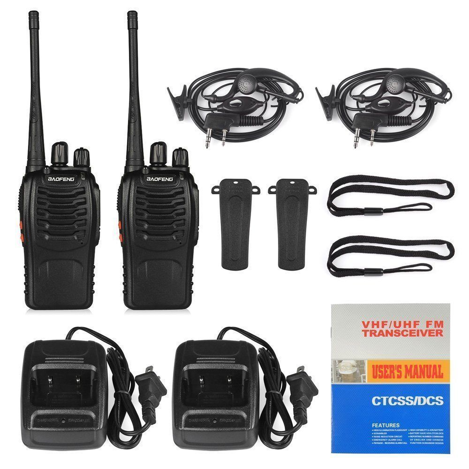 UHF Transceiver 5W Walkie Talkie Two-way Ham Radio +Earpiece