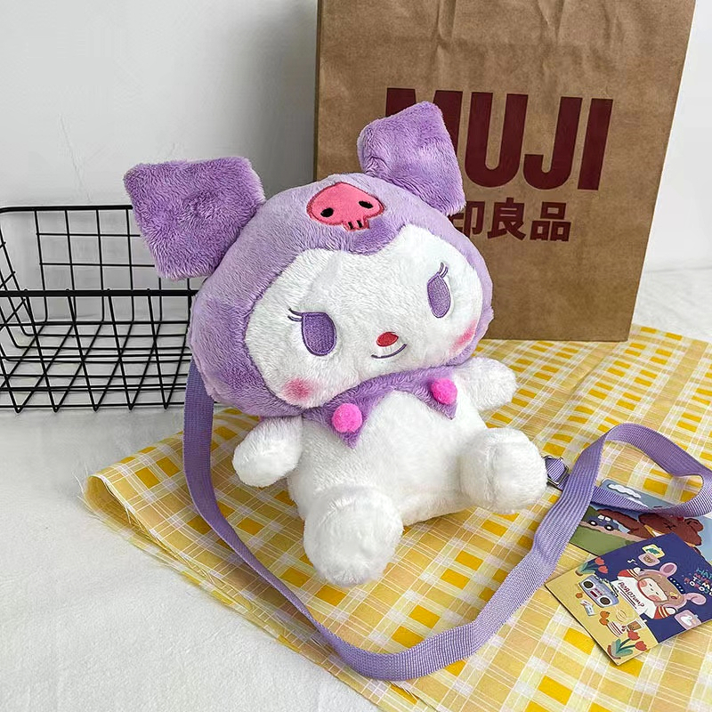Kawaii Japan Sanrio Kuromi Anime Figure Kuromi Plush Backpack Kids Stuffed Animal Backpack Plush Toys