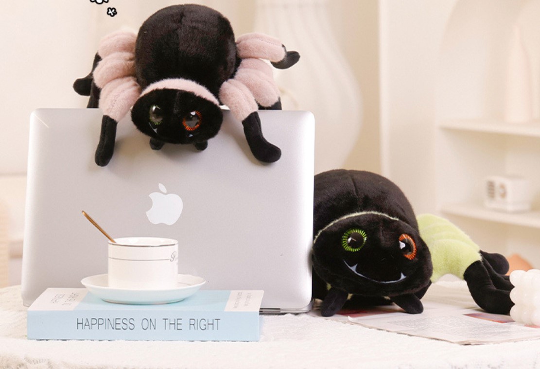 Plushible Halloween Stuffed Animal Cute Fuzzy Black Plushie Spider Plush Toy  for Halloween