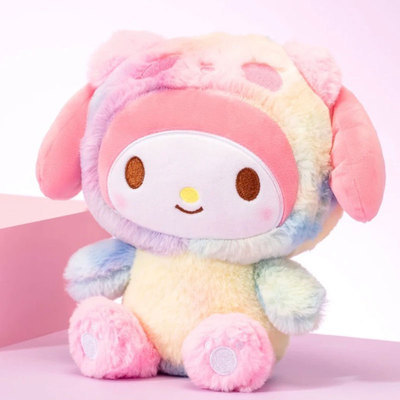 22cm Rainbow Sanrio Plush Keychain Kawaii Soft Stuffed Plush Toys Kuromi My Melody Soft Dolls Kids Sanrio Keychain Plush