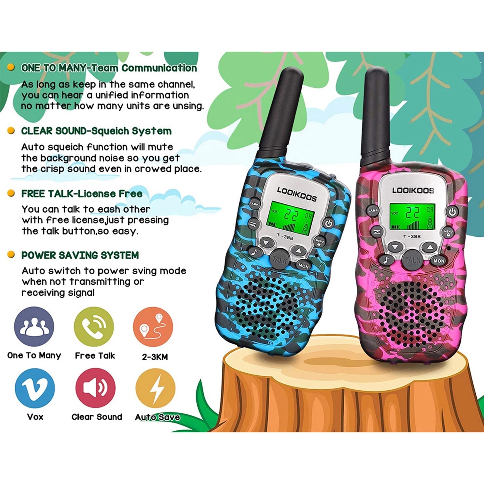 Camouflage Color 3-5km 22 Channels Two Way Smart Phone Range Radio Kids Toy Mini Mobile Wireless Walkie Talkie Celular