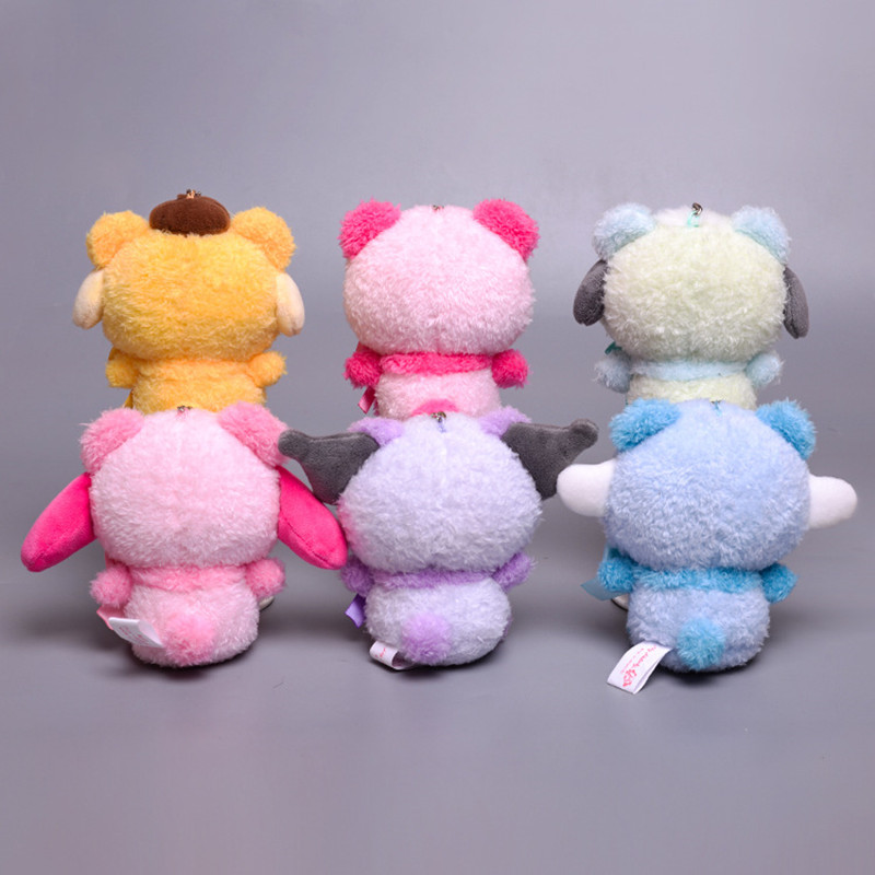 Kawaii Sanrio Keychain Plush Pendant Anime Stuffed Animals Cute Cinnamoroll Plushy My Melody Plushie Keychains Gift Toy 