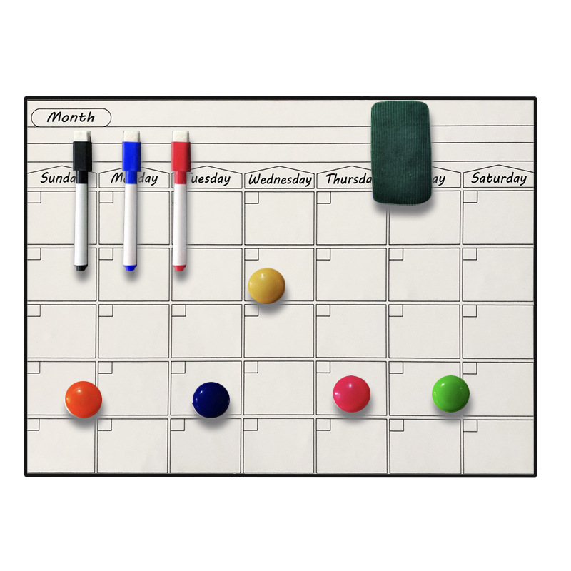 Magnetic Weekly & Monthly Calendar Planner Whiteboard Fridge Magnet Daily Message Drawing Refrigerator White Board