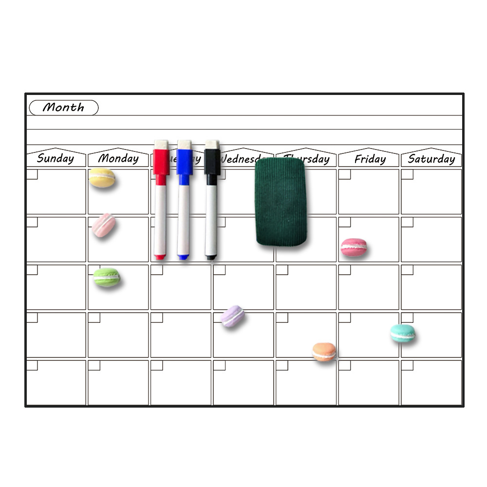 Magnetic Weekly & Monthly Calendar Planner Whiteboard Fridge Magnet Daily Message Drawing Refrigerator White Board