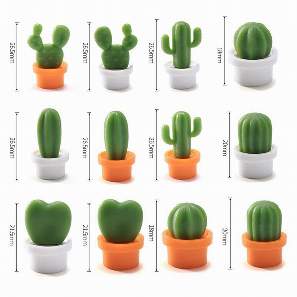 6 PCS Cute Mini Succulent Plant Refrigerator Button Cactus Fridge Magnet Message Sticker