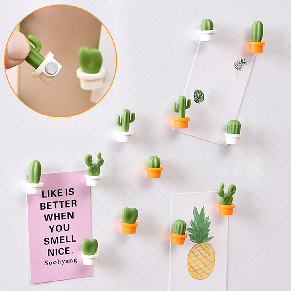 6 PCS Cute Mini Succulent Plant Refrigerator Button Cactus Fridge Magnet Message Sticker