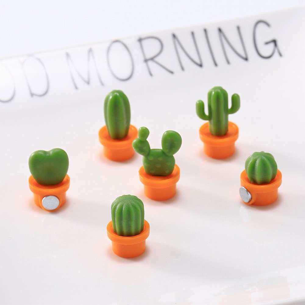 6 PCS Cute Mini Succulent Plant Refrigerator Button Cactus Fridge Magnet Message Sticker