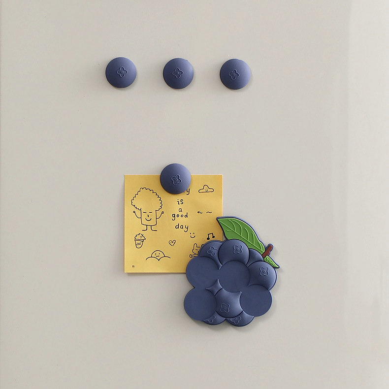 3D Soft Magnetic Stickers Blueberries Fruit Refrigerator Magnets Decoration Office Supplies Souvenir Cute Fruit Vegetabl