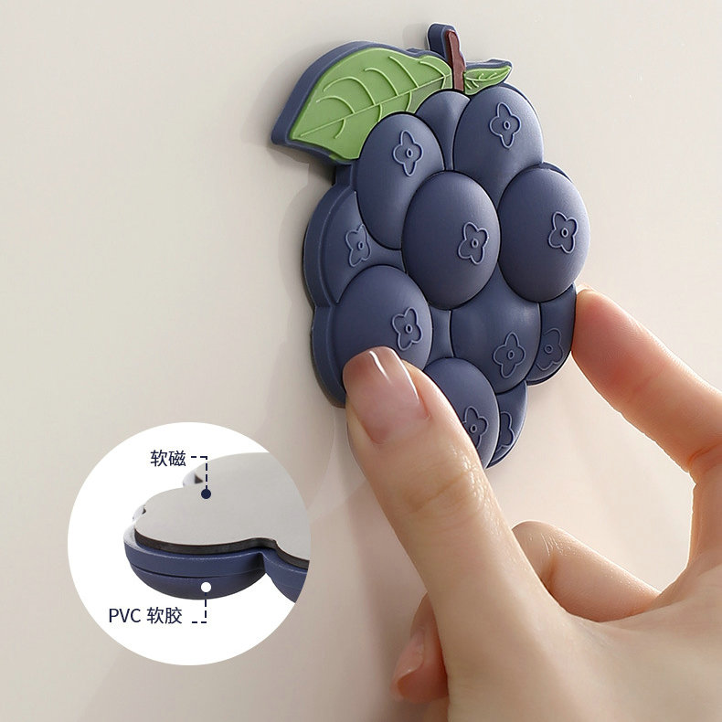 3D Soft Magnetic Stickers Blueberries Fruit Refrigerator Magnets Decoration Office Supplies Souvenir Cute Fruit Vegetabl