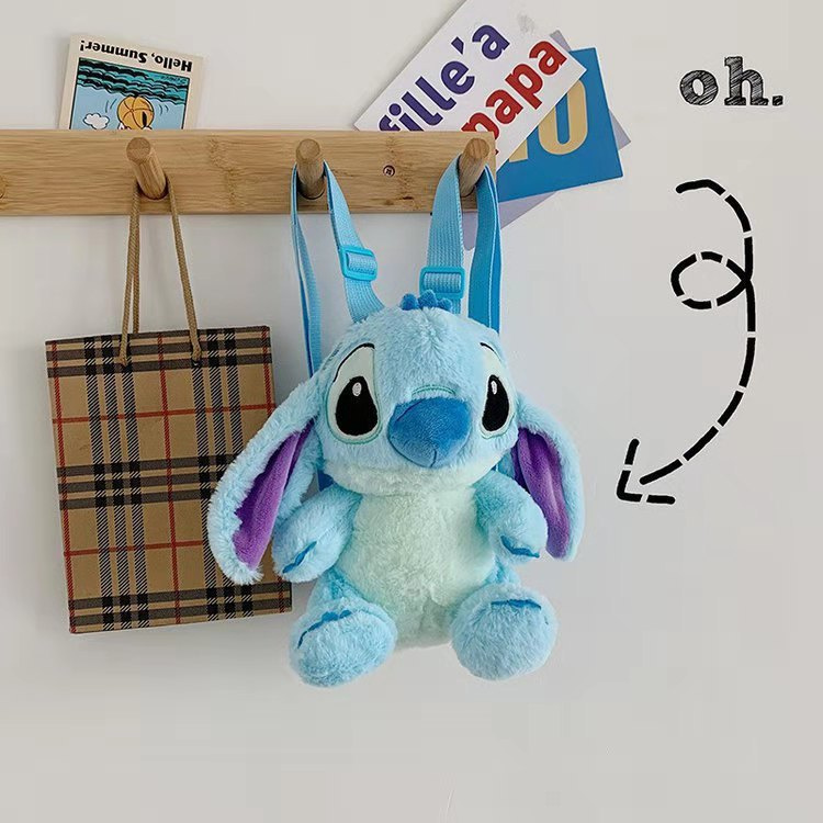 Stitch & Lilo Plush Backpack Anime Figure Stuffed Doll Kawaii Stitch Toys Children's Girls Boys Knapsack Kindergarten Ki