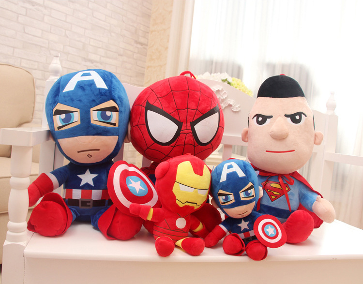Cute Anime Plush Toys Movie Doll Bat Man Loki Stuffed Soft Toy Movie Doll Spiderman America Captain Bat Man Iron Soft Pl