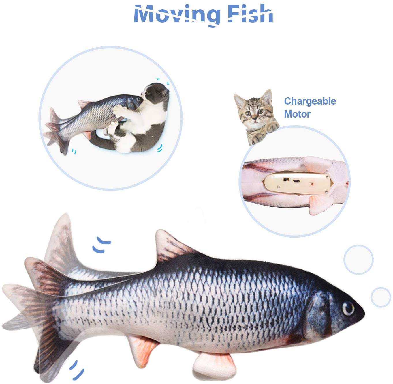 30CM Electronic Pet Cat Toy  USB Charging Simulation Fish Toys for Dog Cat Chewing Playing Biting
