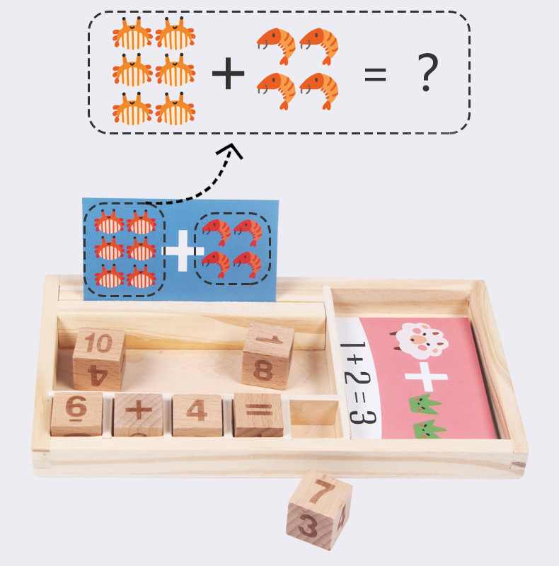 Hot Montessori Math Toys For Children Kids Early Educational Toys Counting Wooden Sticker Kids Number Cognition Birthday