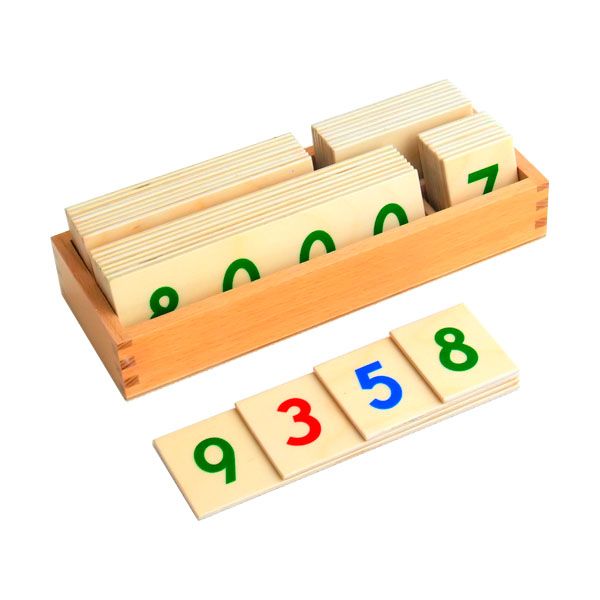 Montessori Teaching Toys 1-9000 Wooden Small Number Cards With Box Kids Educational Wooden Toy