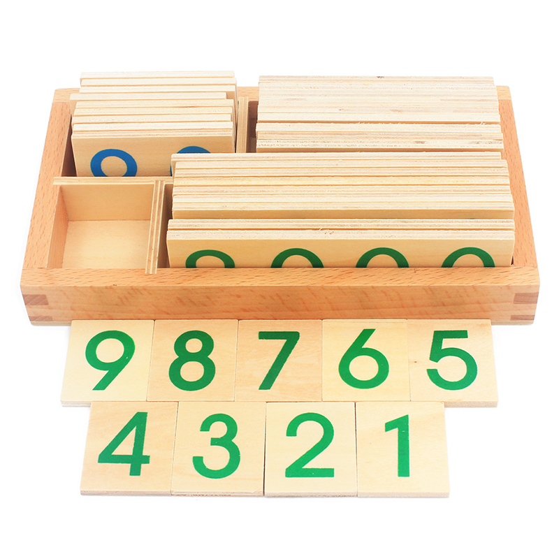 Montessori Teaching Toys 1-9000 Wooden Small Number Cards With Box Kids Educational Wooden Toy