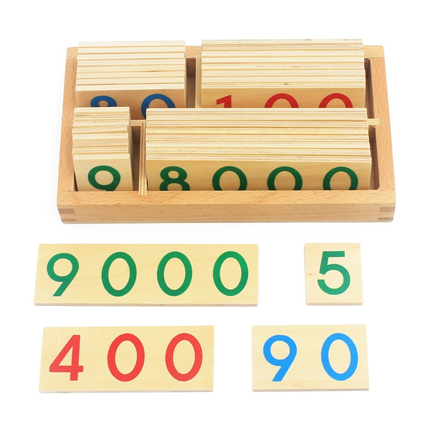 Montessori Teaching Toys 1-9000 Wooden Small Number Cards With Box Kids Educational Wooden Toy