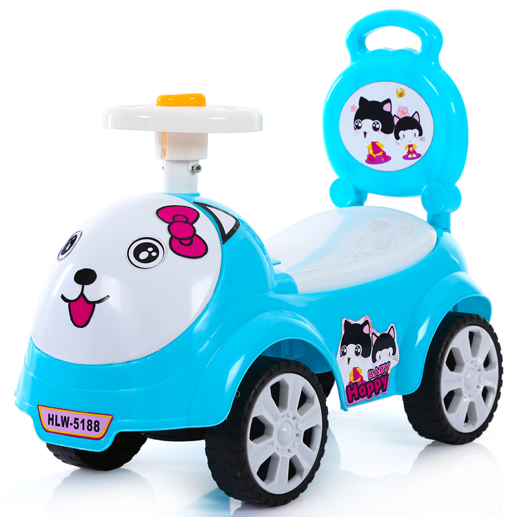 Multifunction tell story music cartoon kids swing car with steering wheel