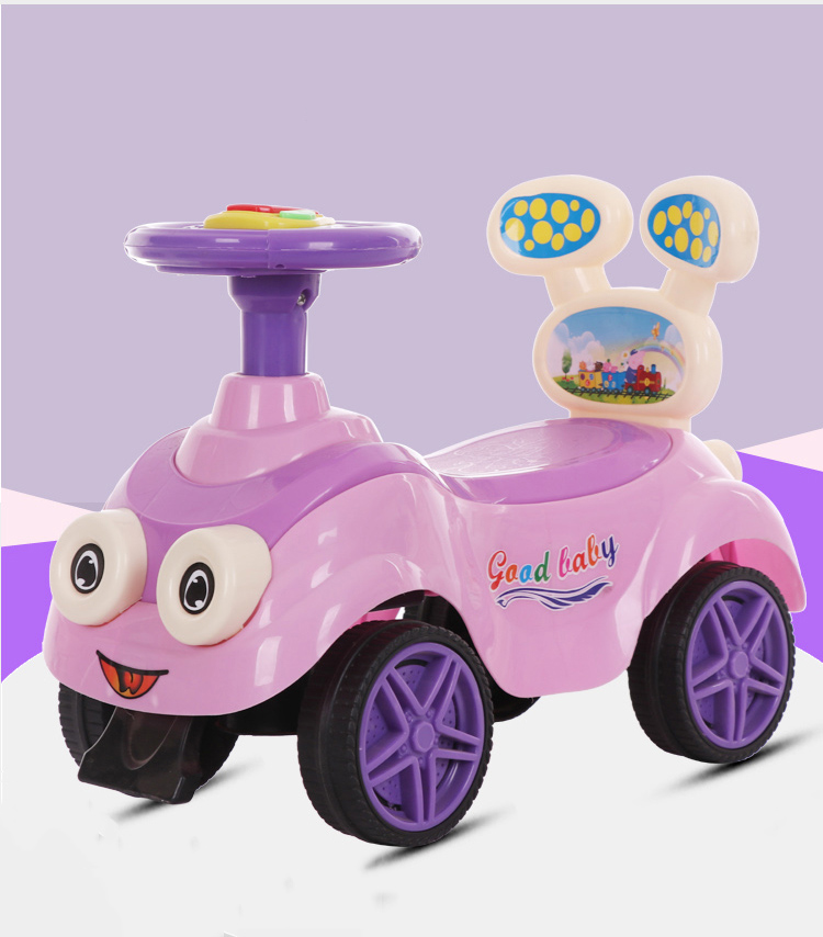 Multifunction tell story music cartoon kids swing car with steering wheel