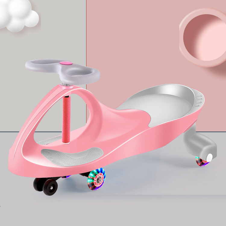 Premium LED-Wheel Twist Car Toy Swing Car Roller Fun Gift Kids Ride on toys Music Steering Wheel Portable Silent Flash W