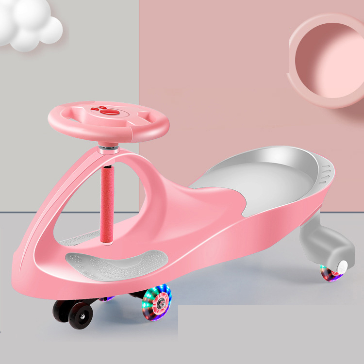 Premium LED-Wheel Twist Car Toy Swing Car Roller Fun Gift Kids Ride on toys Music Steering Wheel Portable Silent Flash W