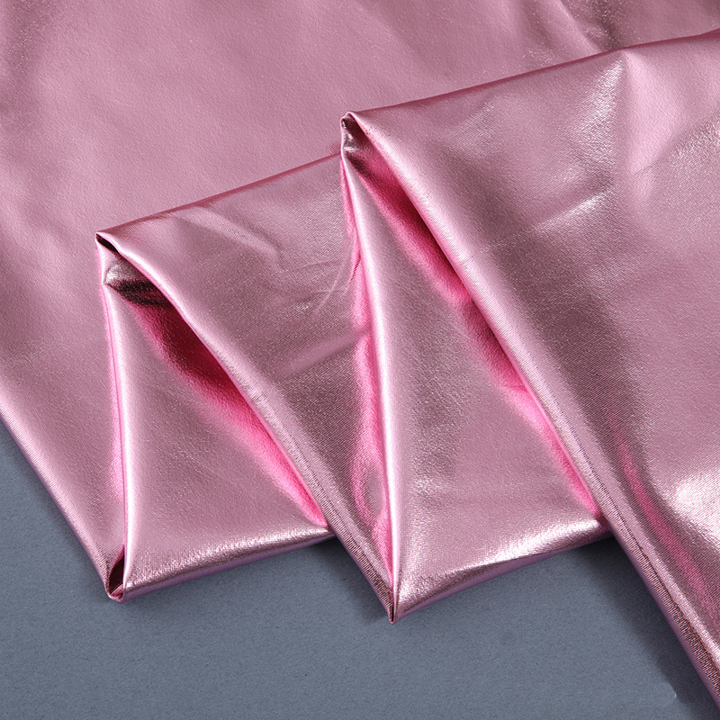 ETong  Four Way Stretch Shiny Gold Bronzing Foil Spandex Fabric PU Glossy Leather Fabric  For Stage Cosplay Costu