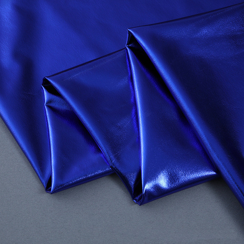 ETong  Four Way Stretch Shiny Gold Bronzing Foil Spandex Fabric PU Glossy Leather Fabric  For Stage Cosplay Costu