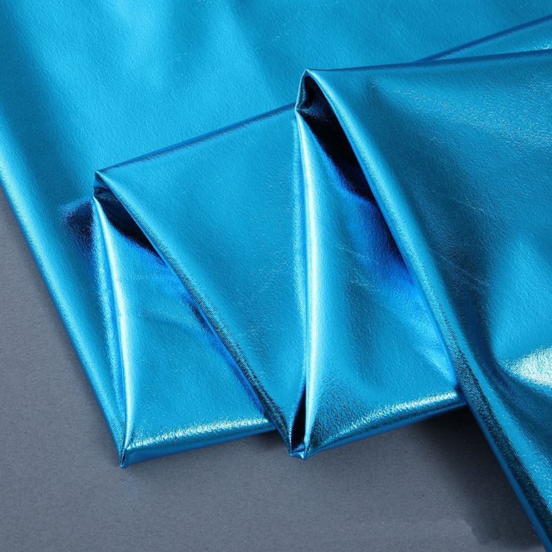 ETong  Four Way Stretch Shiny Gold Bronzing Foil Spandex Fabric PU Glossy Leather Fabric  For Stage Cosplay Costu